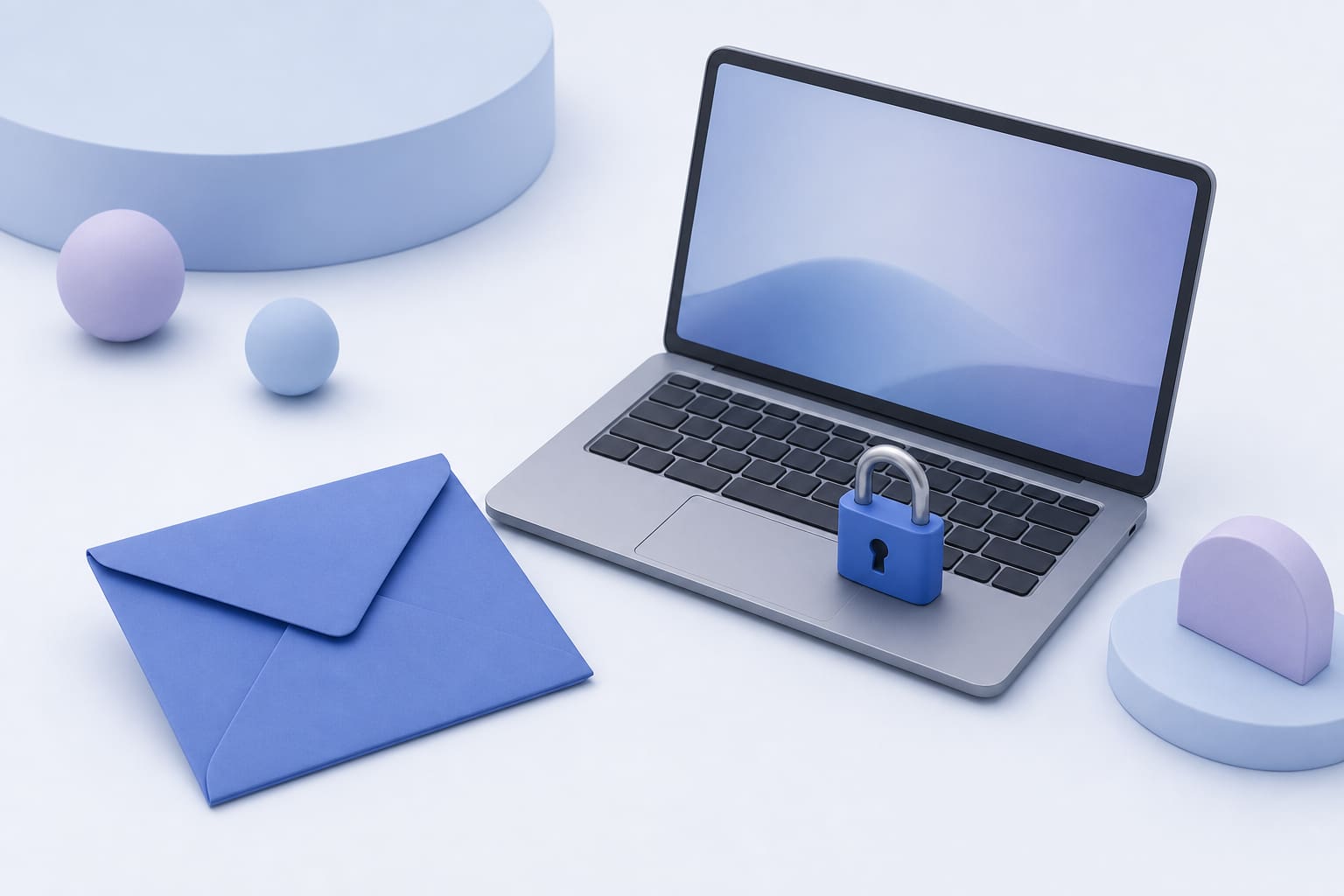 paper envelope and laptop keyboard with a small padlock, symbolizing restricted access