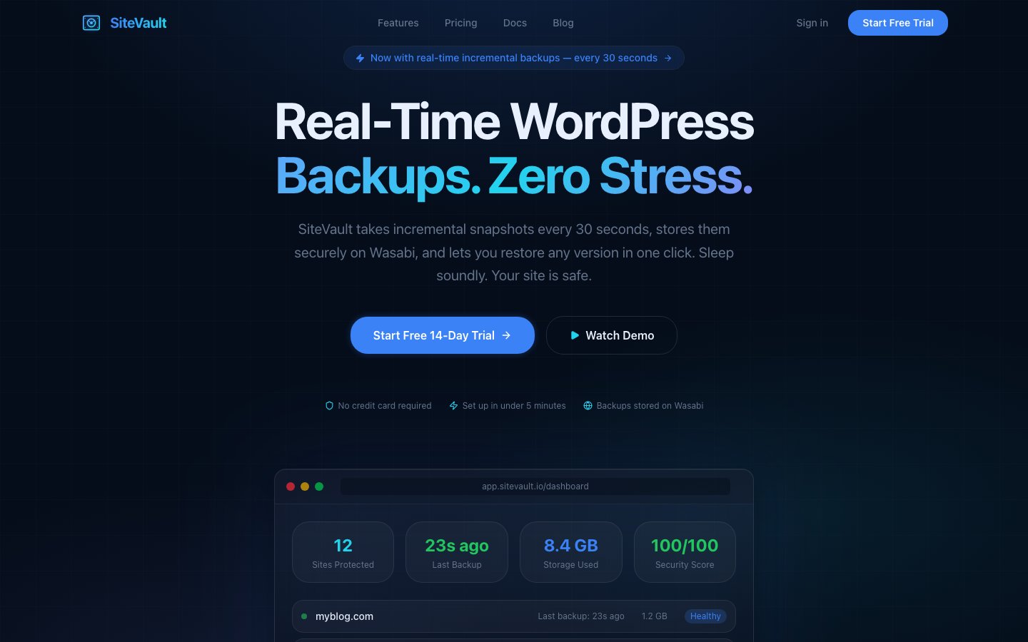 SiteVault WordPress Backup Platform